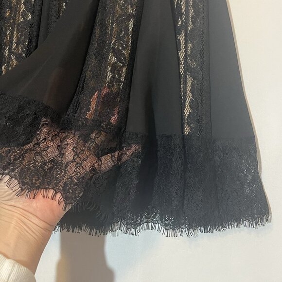 Ann Taylor Loft Pleated Mid Skirt Size 14 Black Lace Cocktail Gothic New - Picture 8 of 10